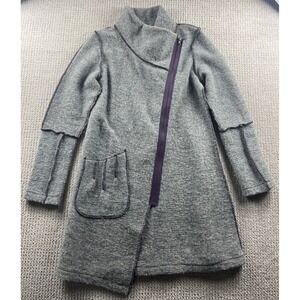 Beebo & Wally New York Gray Wool Knit Asymmetrical Zip Coat Sweater Women Medium